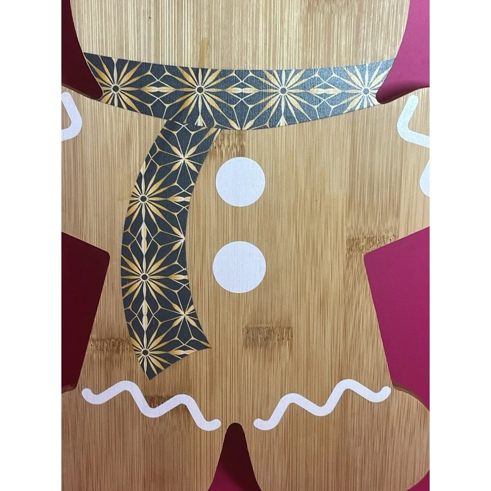 Christmas Acacia Wood Gingerbread Man Charcuterie Board Holiday Party Serve Tray